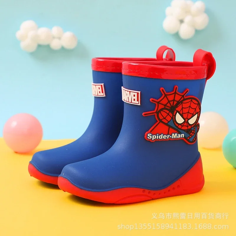 New Kids Boys Waterproof Shoes Toddler Water Rain Boots Girls Cartoon Spiderman Captain America Spring Summer Student Shoes