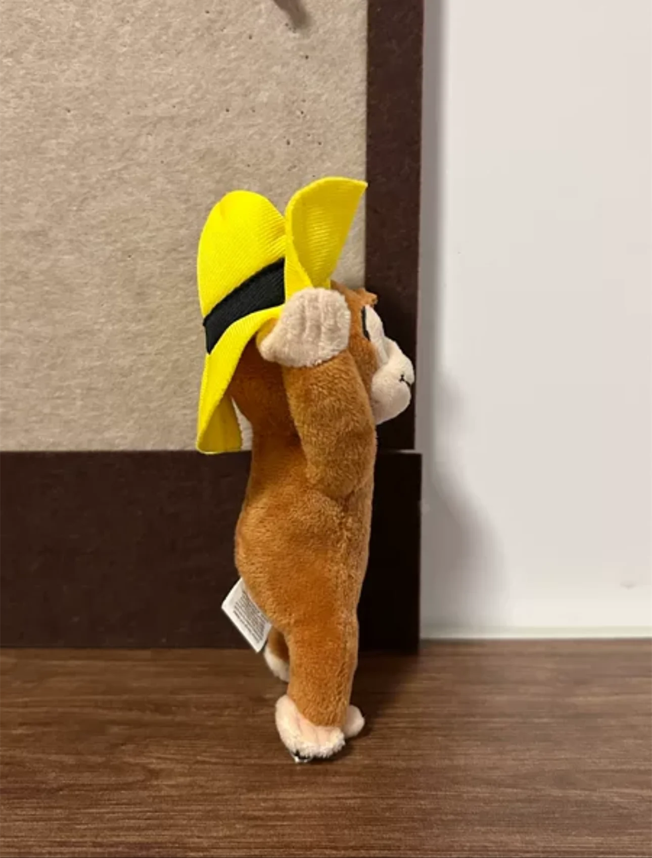 New Cute Curious George Monkey with Hat Plush Keychain Chains Small Pendant Kids Stuffed Animals Toys For Children