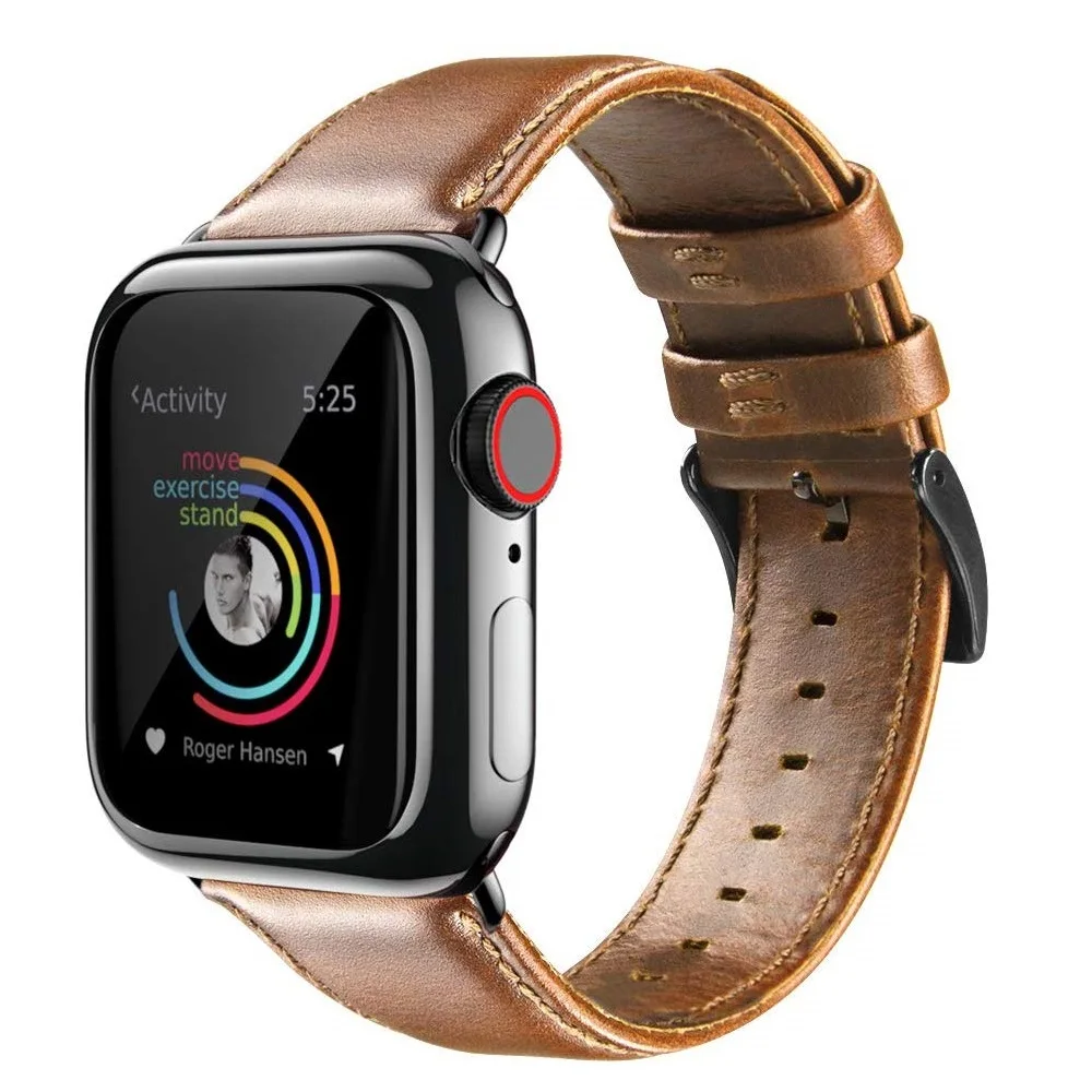 Bracelet en cuir pour Apple Watch, 44mm, avec étui, pour iWatch série 4 5 40mm