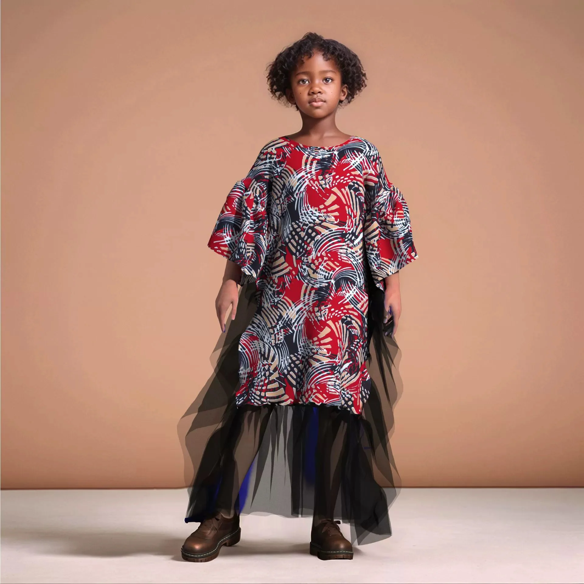 Платье для девочек с принтом африканского этнического батика, новинка 2025 года — юбка с цветочным узором из хлопчатобумажной ткани — длинное платье — светлая форма для вечеринки/дня рождения