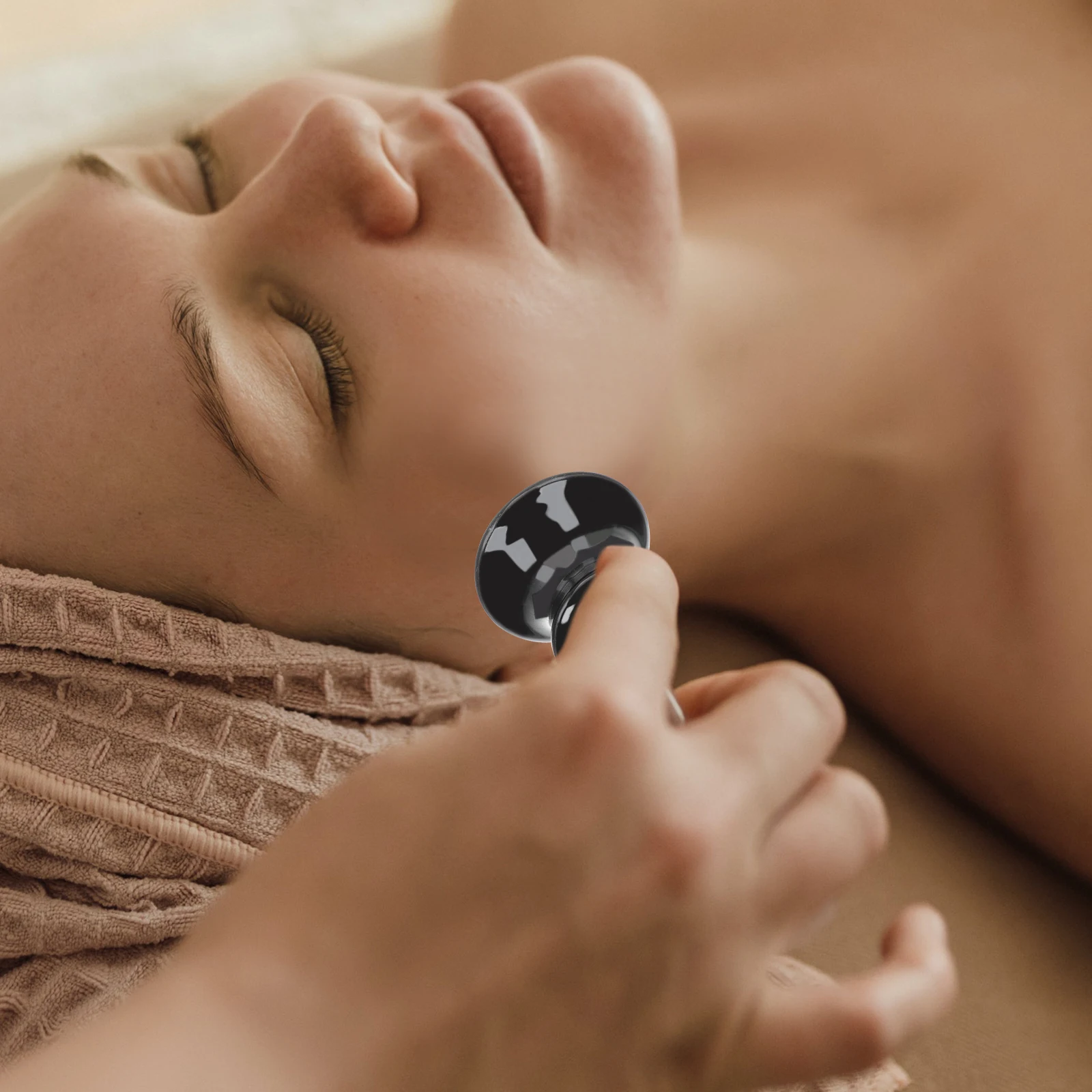 

Black Obsidian Mushroom Massager Gua Stone Skincare Tools Pain Relief Body Massage Scraping Therapy Hot Compress Relaxing