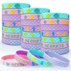 12pcs Mermaid Bracelets Party Favors Birthday Party Supplies Under The Sea Silicone Wristbands Goodie Bag Stuffers Fillers