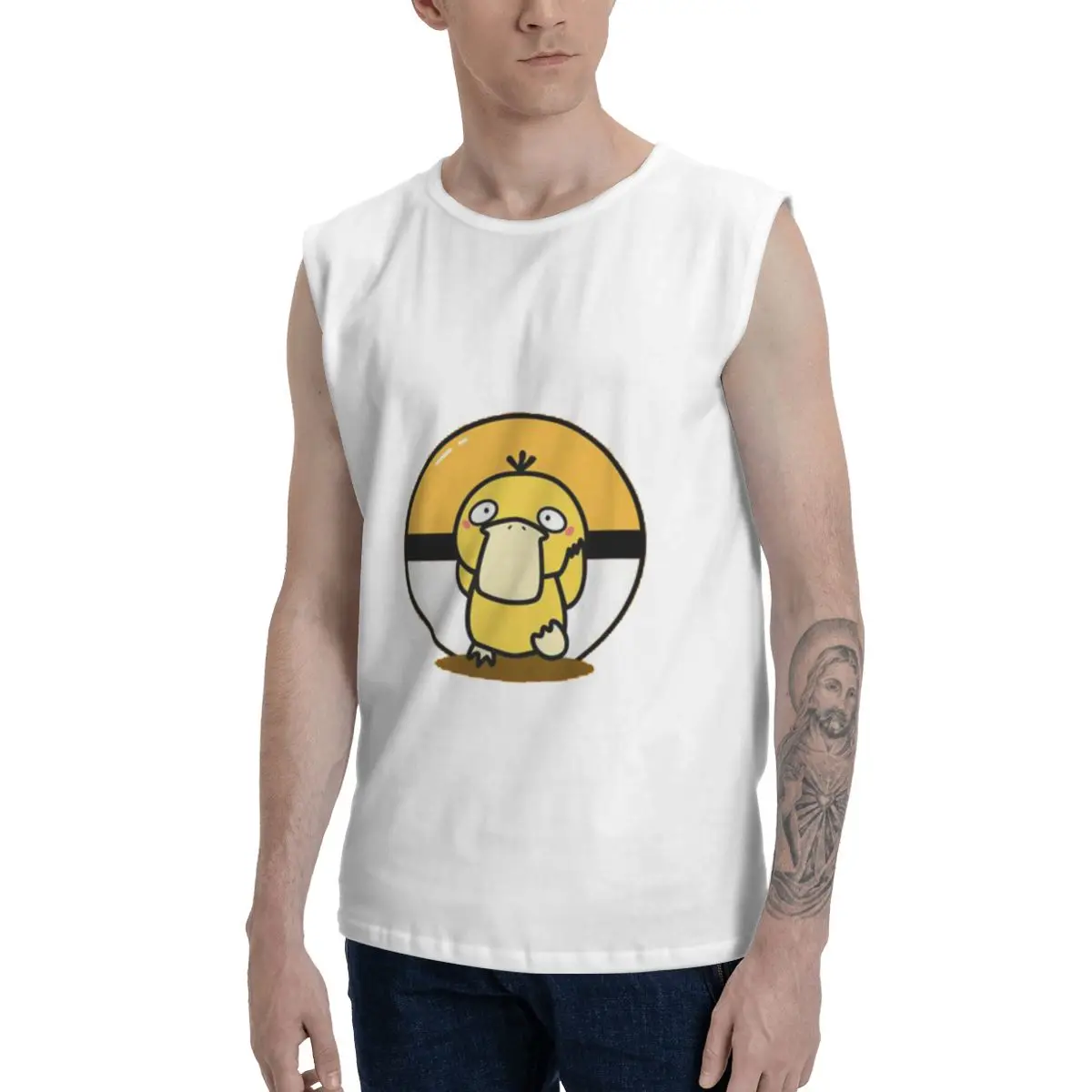 Psyduck 100% pure cotton wide shoulder vest for men in summer, loose fitting, camisole, hurdle, sleeveless fitness sports