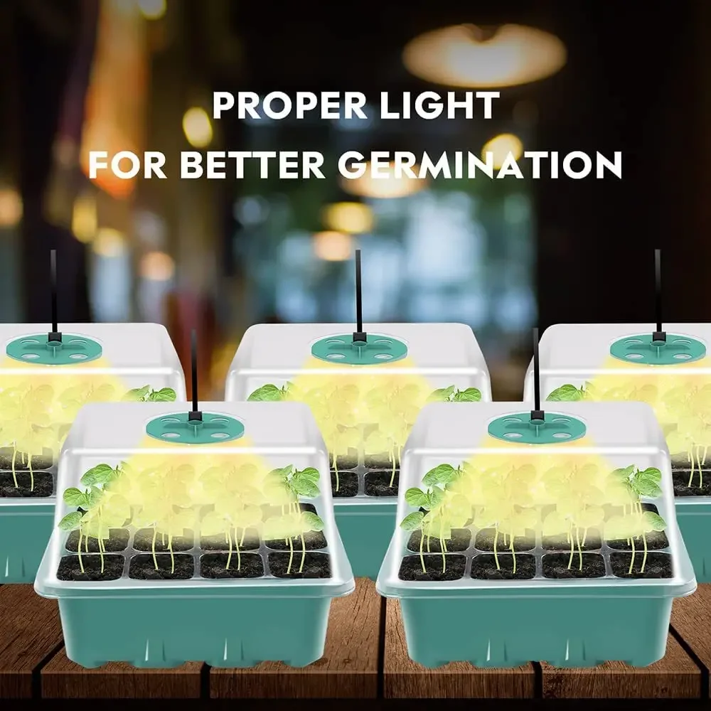 LED Nursery Pots With Grow Light Plant Seed Starter Trays Home Greenhouse Growing Lamp with 12 Hole Timer Kit Controller