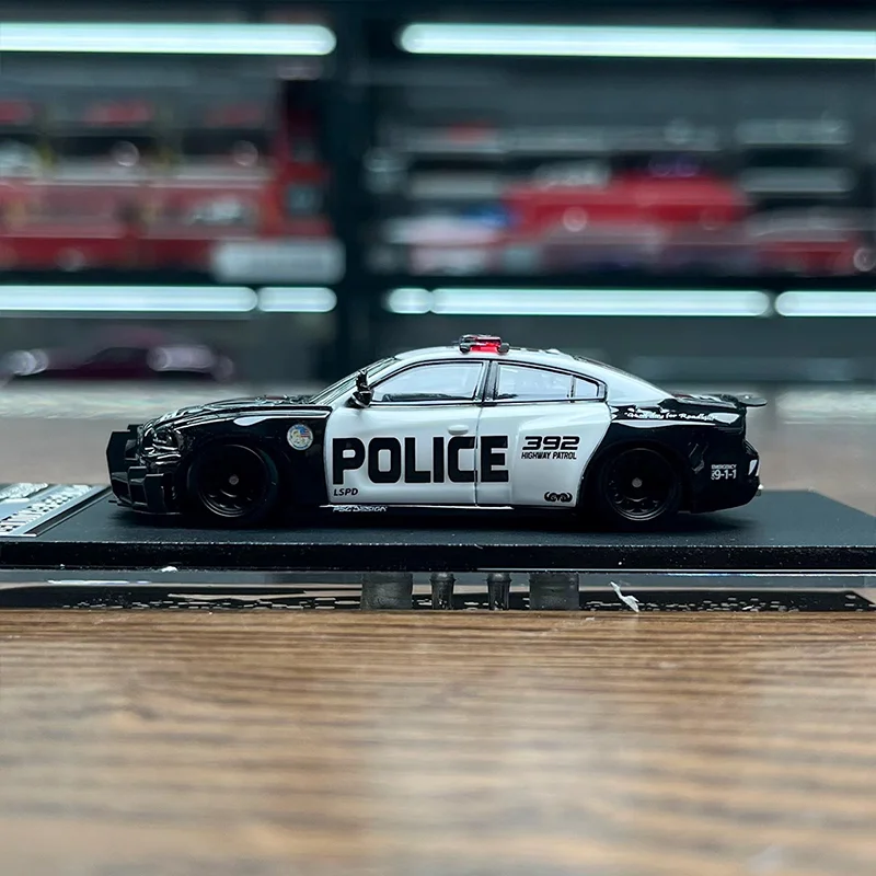In Stock Tm Psc Design 1:64 Dodge Warhorse Charge Police Car Livery Alloy Micro-Die-Casting Car Model Custom Children'S Toy Gift