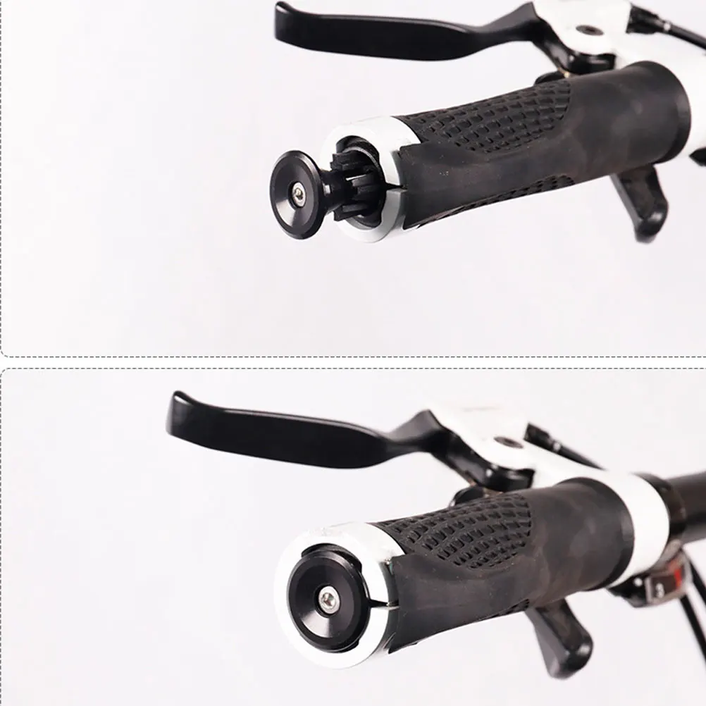 2Pair Durable Cnc Aluminum Alloy Handlebar Cap for Bike Grips Tighten Screw to Expand Black Handlebar Cap Grips