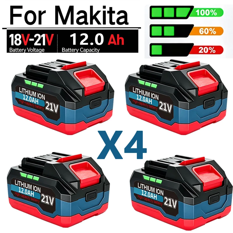 Rechargeable 21V Lithium Battery 12000mAh 9000mAh Ion Battery Cordless Electric Power Tool For Makita 18V Battery BL1860