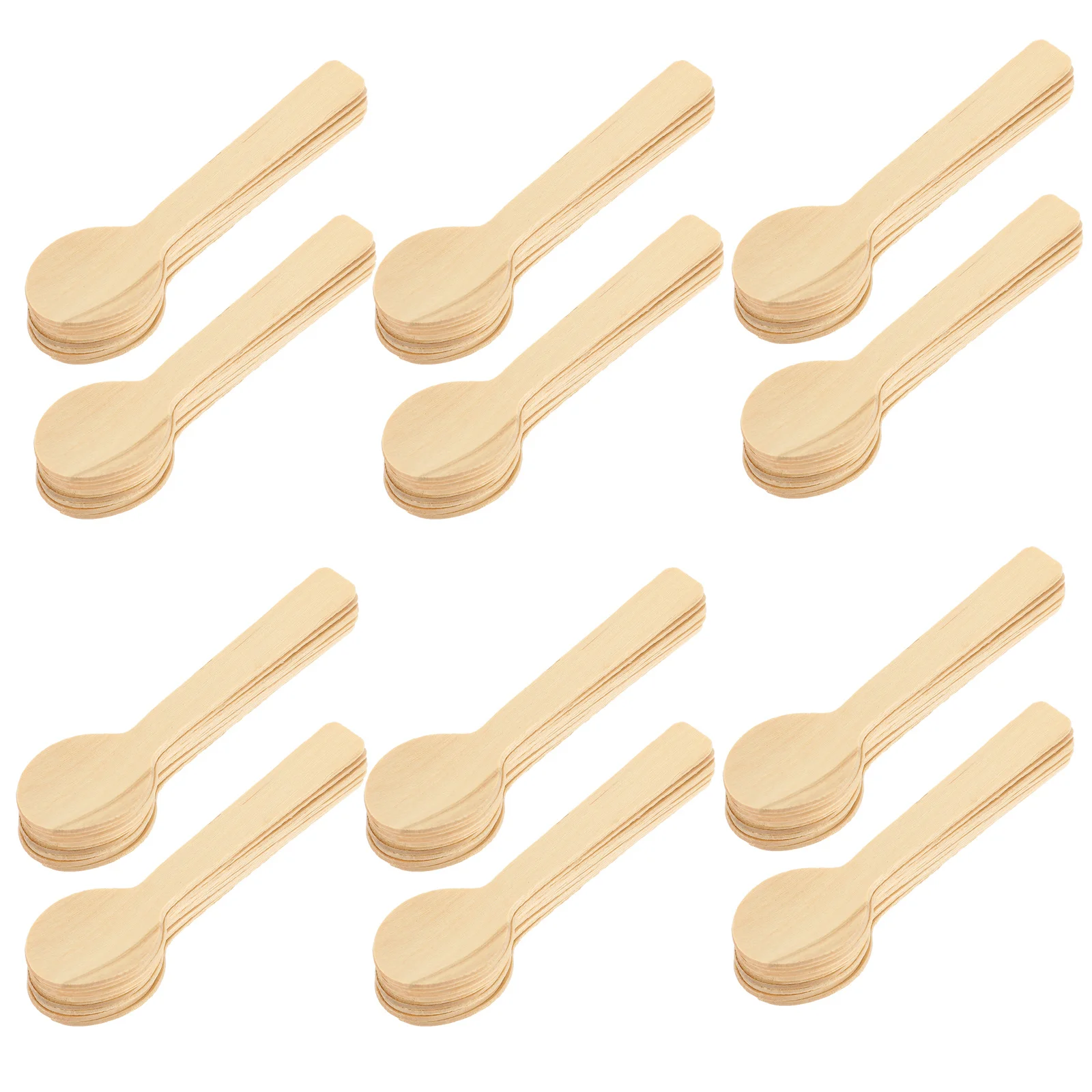 

100Pcs Wooden Spoon Set Small Cake Spoons Ice Cream Dessert Tasting Spoons Portable Good Workmanship Smooth Surface