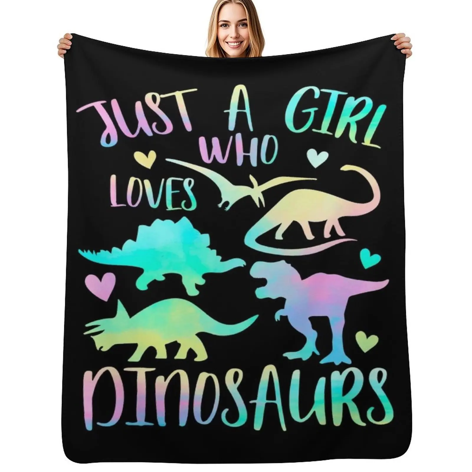 Just a Girl who loves Dinosaurs Throw Blanket Warm Comfortable Blanket Gift for Parents Friends