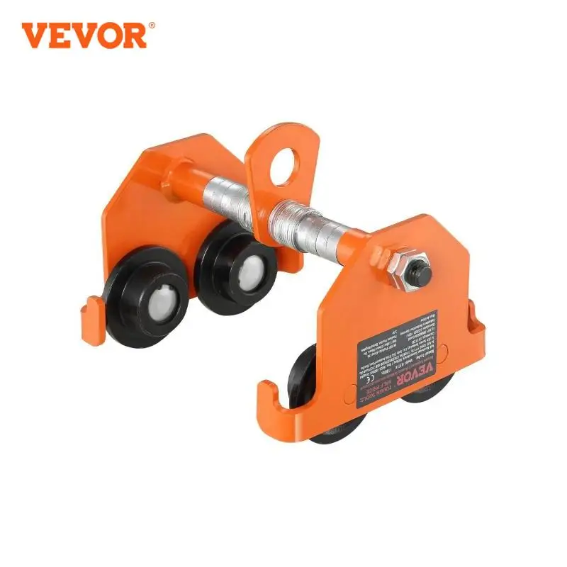 VEVOR 0.5/1/2/3/5 Ton Manual Push Beam Trolley with Dual Wheels Adjustable for Straight Curved I-Beam Flange Width 2.5