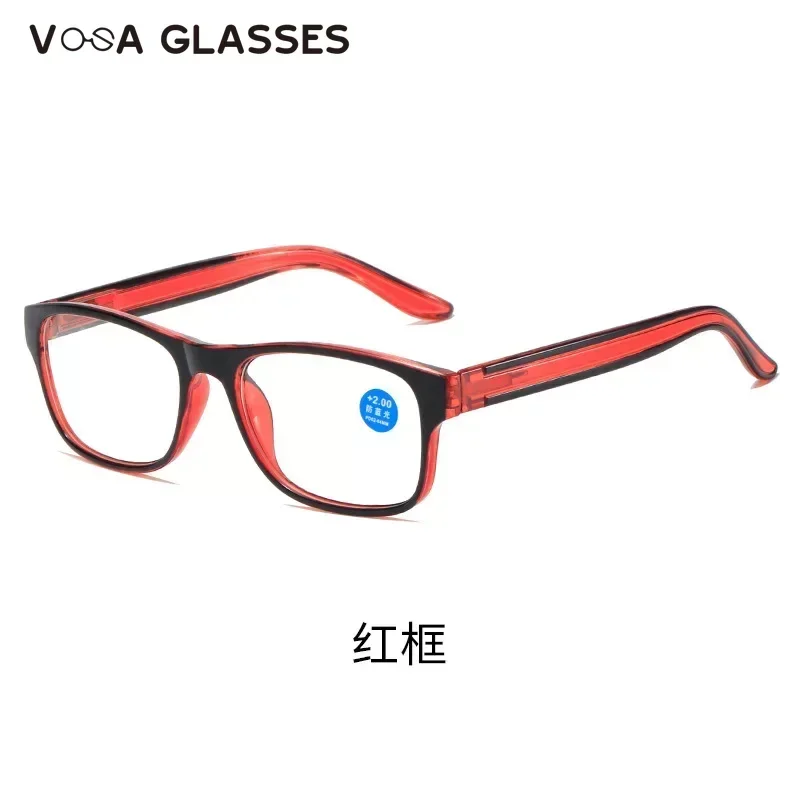 Square Computer Presbyopic Eyeglasses Anti Blue Light Reading Glasses Fashion Women Men Clear Spring Legs Frame Eyewear