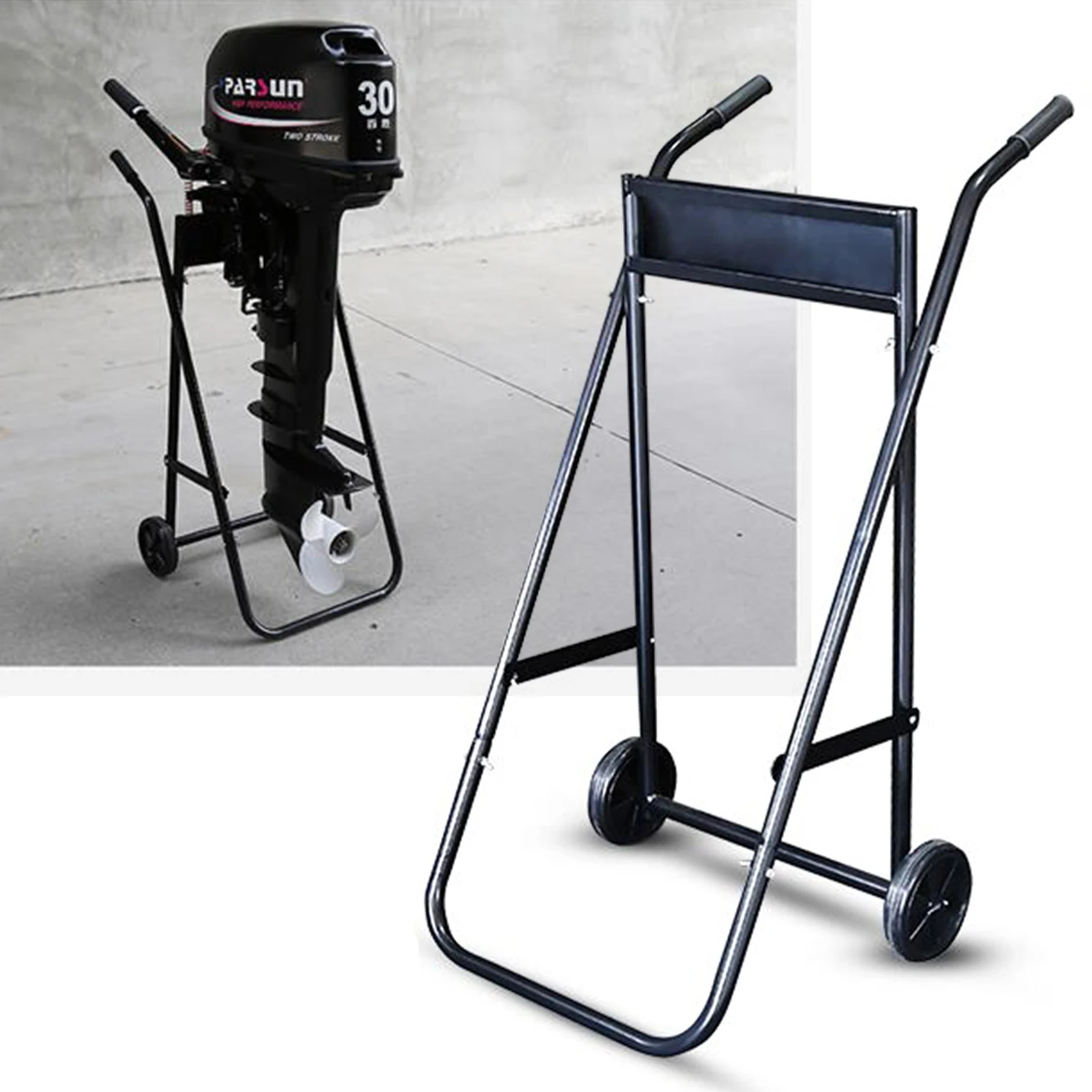 70kg/154lbs Foldable Outboard Motor Boat Engine Trolley Stand Heavy Duty Black