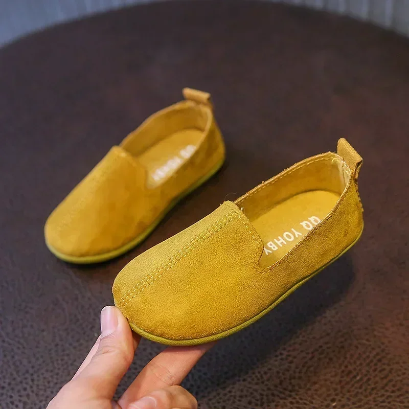 Children\'s Flat Shoes New Candy Color Simple Casual Shoes Loafers Slip-on Flats Lightweight Boys Girls Leather Shoes Moccasins