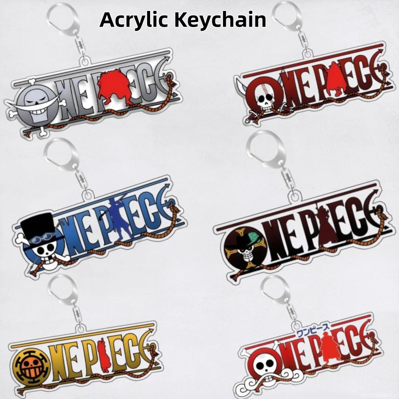 Llavero de acrílico de One Piece, Piratas de Barbablanca, Piratas de Pelo Rojo, Piratas de Barbanegra, diseño de dibujos animados, hecho a mano, regalo de juguete, 5CM