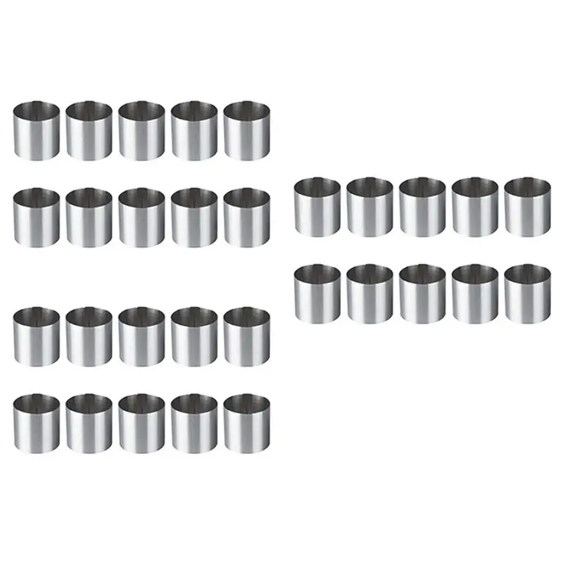 

TFTP-30 Pieces Stainless Steel Mousse Rings Round Biscuit Cutter Cake Mold Kitchen Baking Pastry Tool For Tart,Fondant,Etc