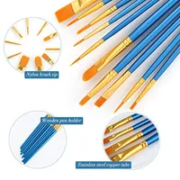Acrylic Paint Brush Set 1 Pack 10 pcs Watercolor Brushes with Nylon Hair for All Purpose Oil Watercolor Painting Artist Profess 3