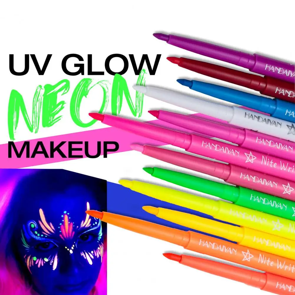 Lápis Fluorescente Glow Face Paint, Caneta Delineadora para UV Blacklight, Pintura Facial, Impermeável, Body Art, Lápis de maquiagem para crianças