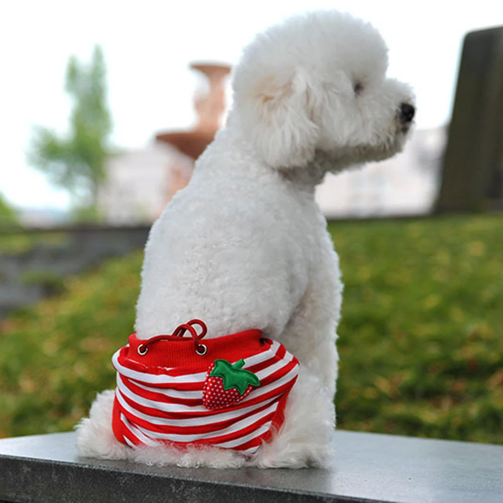 

Pet Diaper Male Dog Physiological Pants Stripe Washable Menstruation Underwear Size M Red White Dog Diapers Puppy Diapers