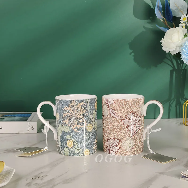 European style fashion mug, coffee cup, souvenir, flower, high-value household water cup, milk, breakfast cup