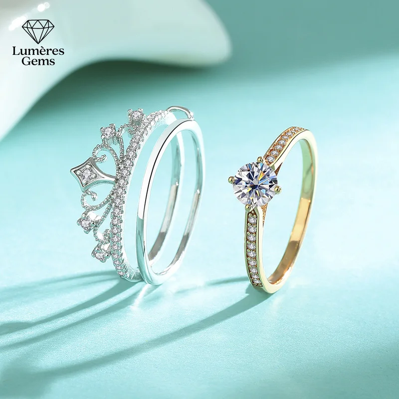 Lumière Gems Platinum PT950 Morganite Castle Layered Double Ring - Rose Color Openwork Design - Detachable - High-Class Appeal