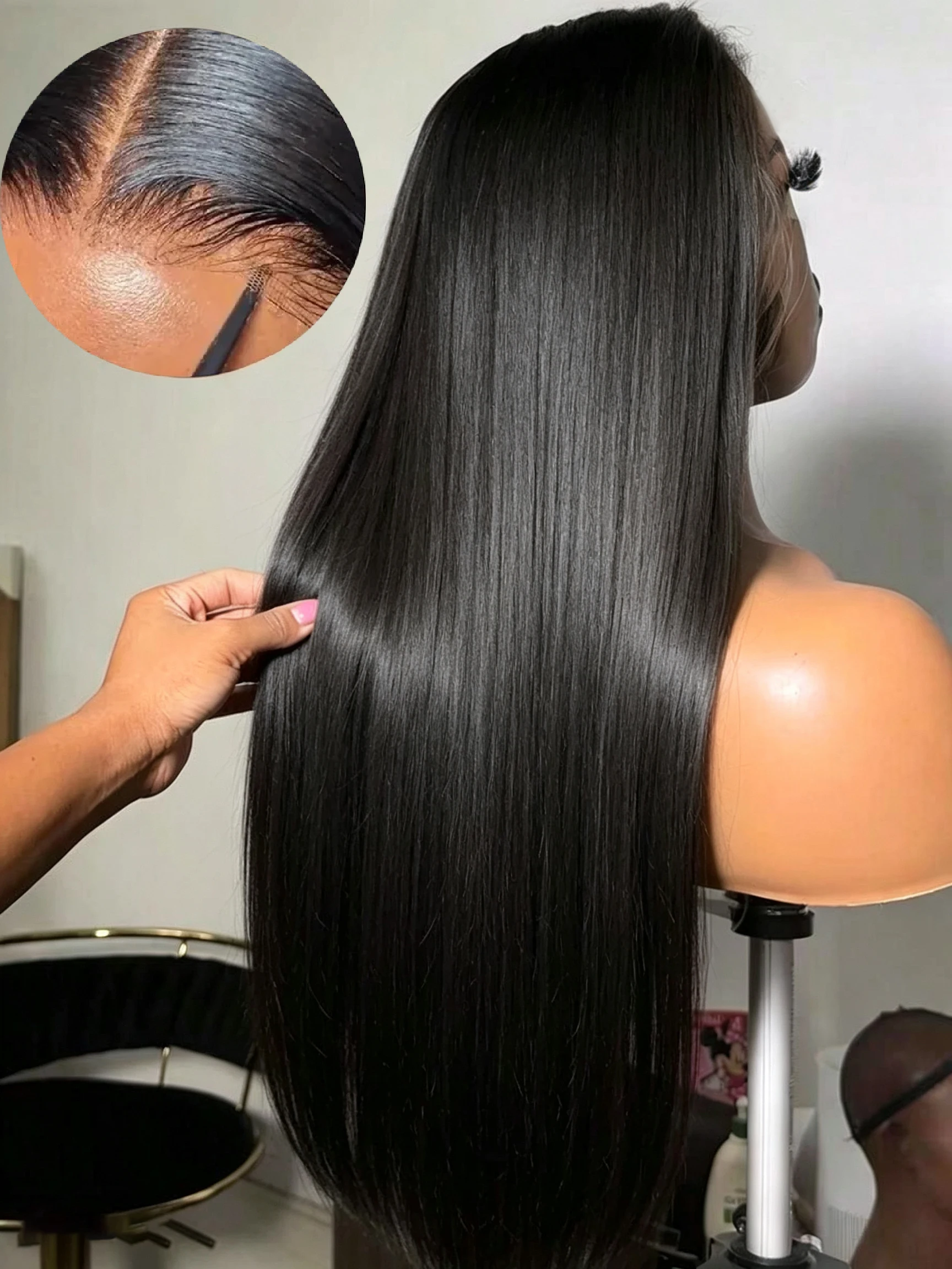 Smilegirl 4x4 Lace Wig Straight Glueless Human Hair 5x5 Lace Closure Bone Straight Wigs for Women Ready to Wear 230% Density