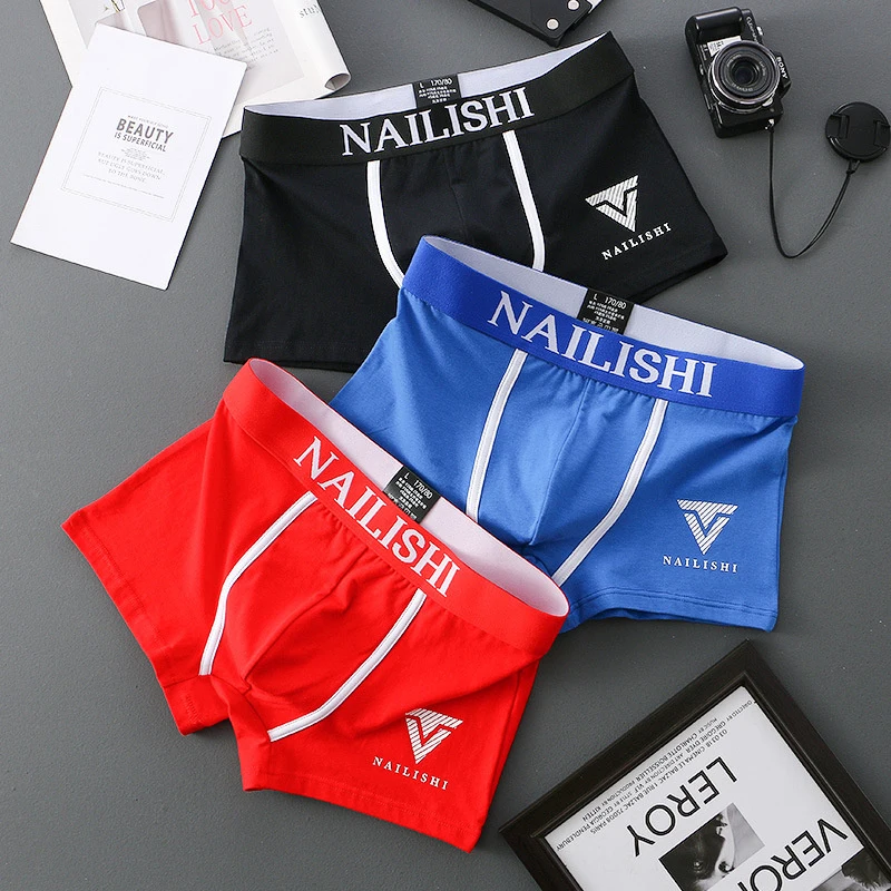 M-3XL Men's Underwear Cotton Letter Waistband Comfortable Breathable Soft Boxer Shorts High Elastic Fashion Casual Sports Shorts