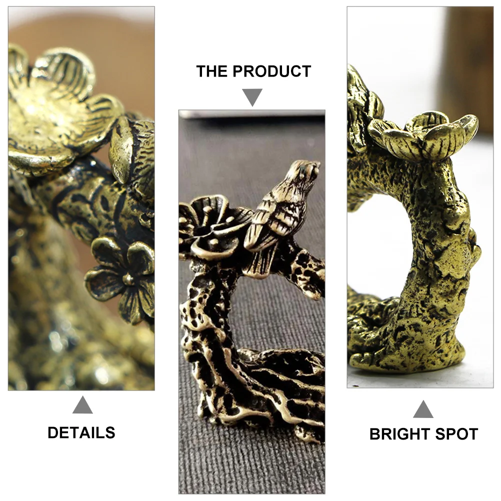 

Premium Brass Bird Branch Desktop Ornament Adorable Home Office Decor Accessory Elegant Stable Metal Branch Bird