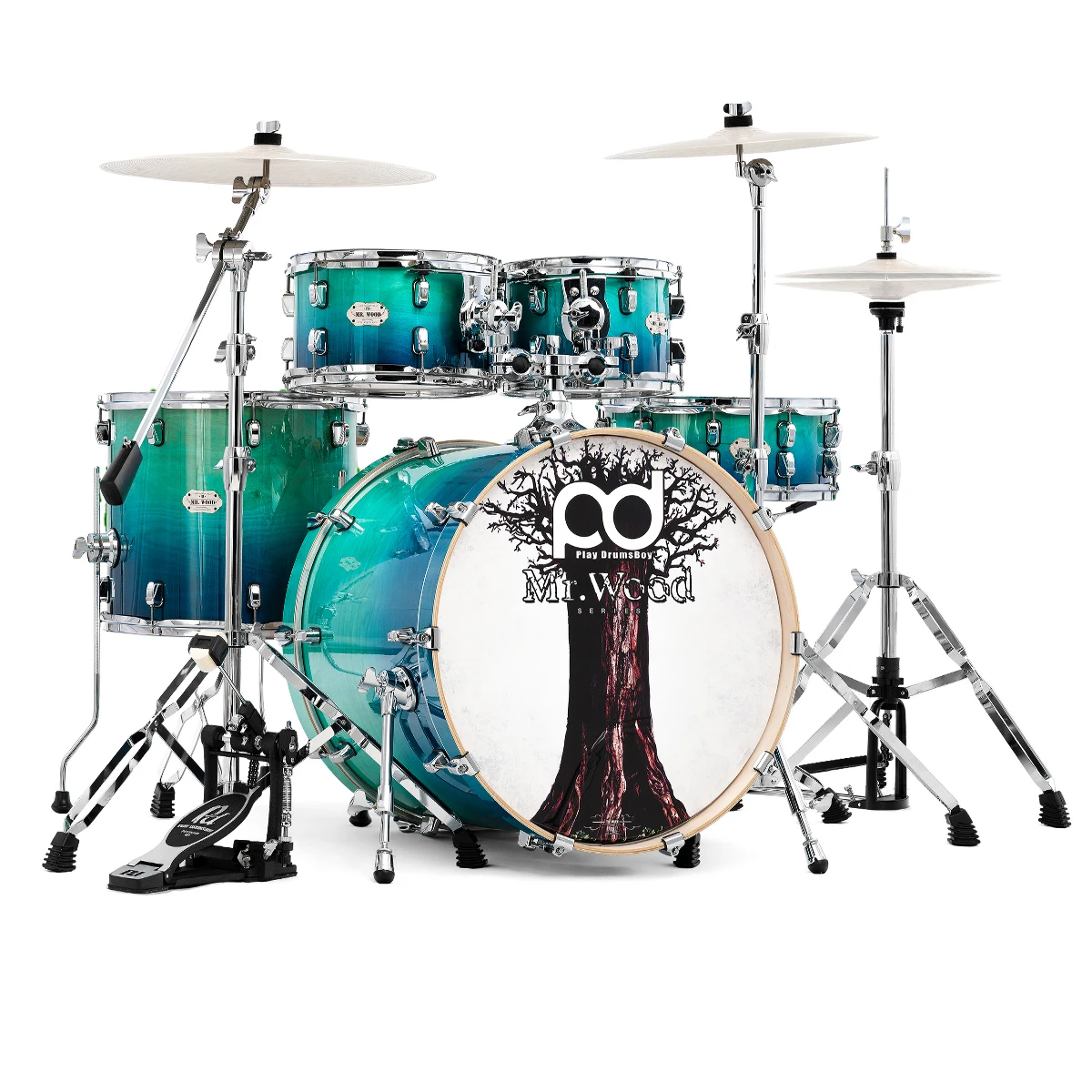 

Series Professional Jazz Drum Kit High Quality 5-Drum 4-Cymbal With Maple Drum Chambers And PVC Heads