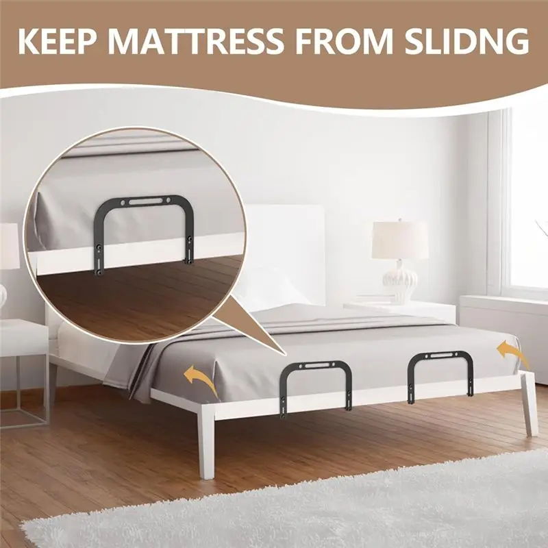 A11E-2Pcs Slide Stopper, Non-Slip Gripper Retainer Bar, Mattress Holder For 1.5 "X 2" Bed Frame To Prevent Sliding image 5