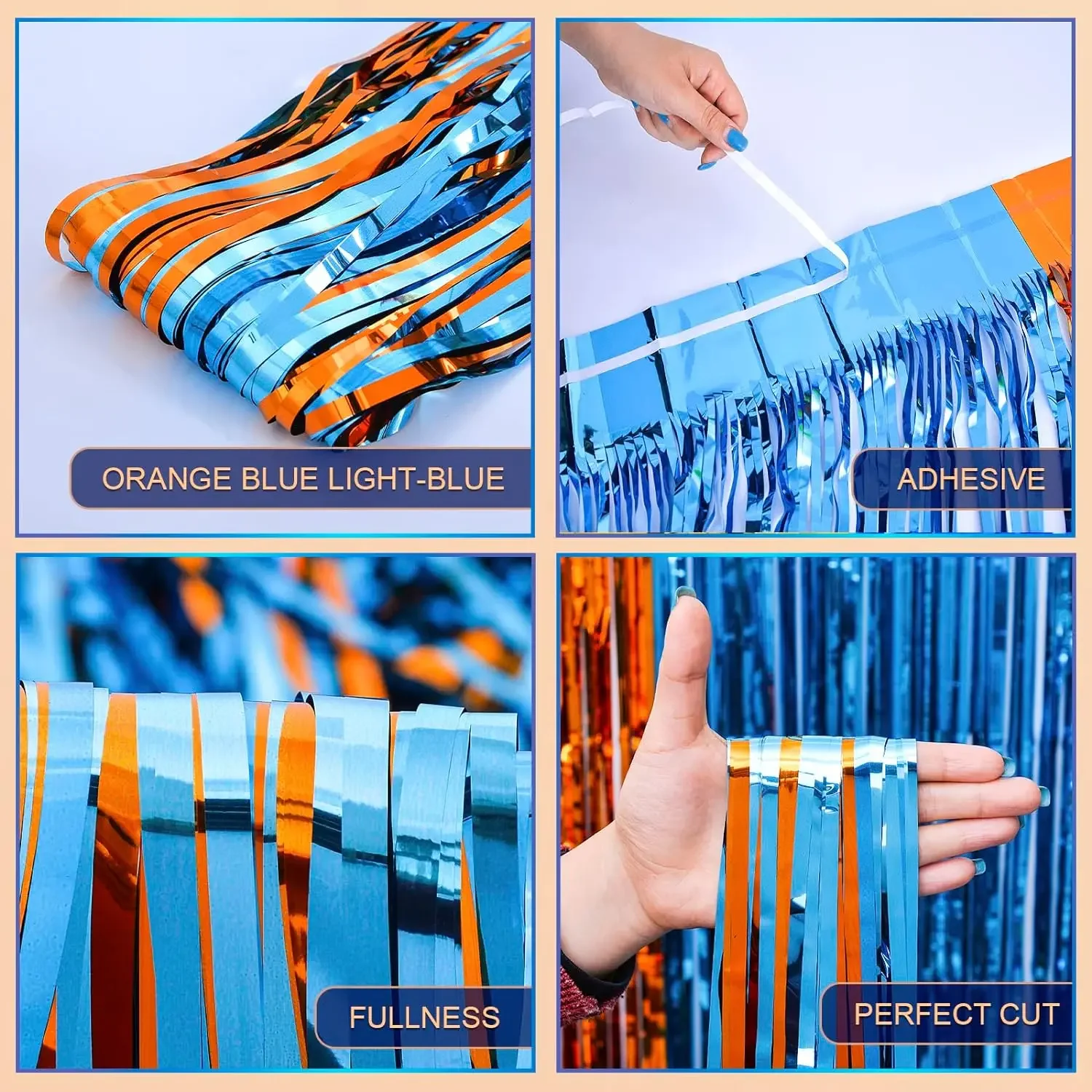 Orange Blau Hund Folie Fransen Vorhänge Geburtstag Party Supplies Hintergrund für Meerjungfrau unter dem Meer Thema Geschlecht offenbaren Party Dekor – Detail 3