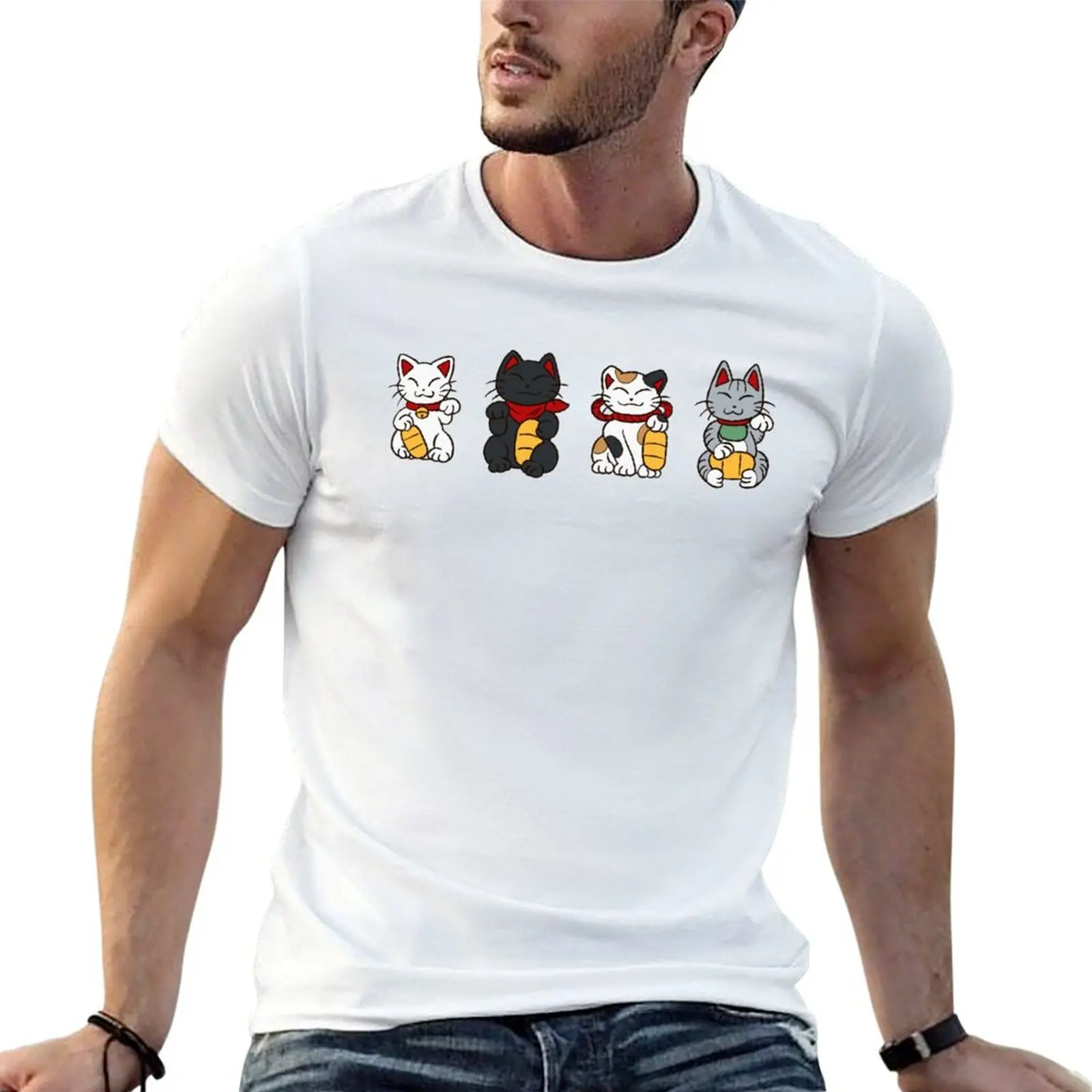 Lucky Cats T-Shirt t shirts designer man t shirt graphic t shirt man cotton T-shirt