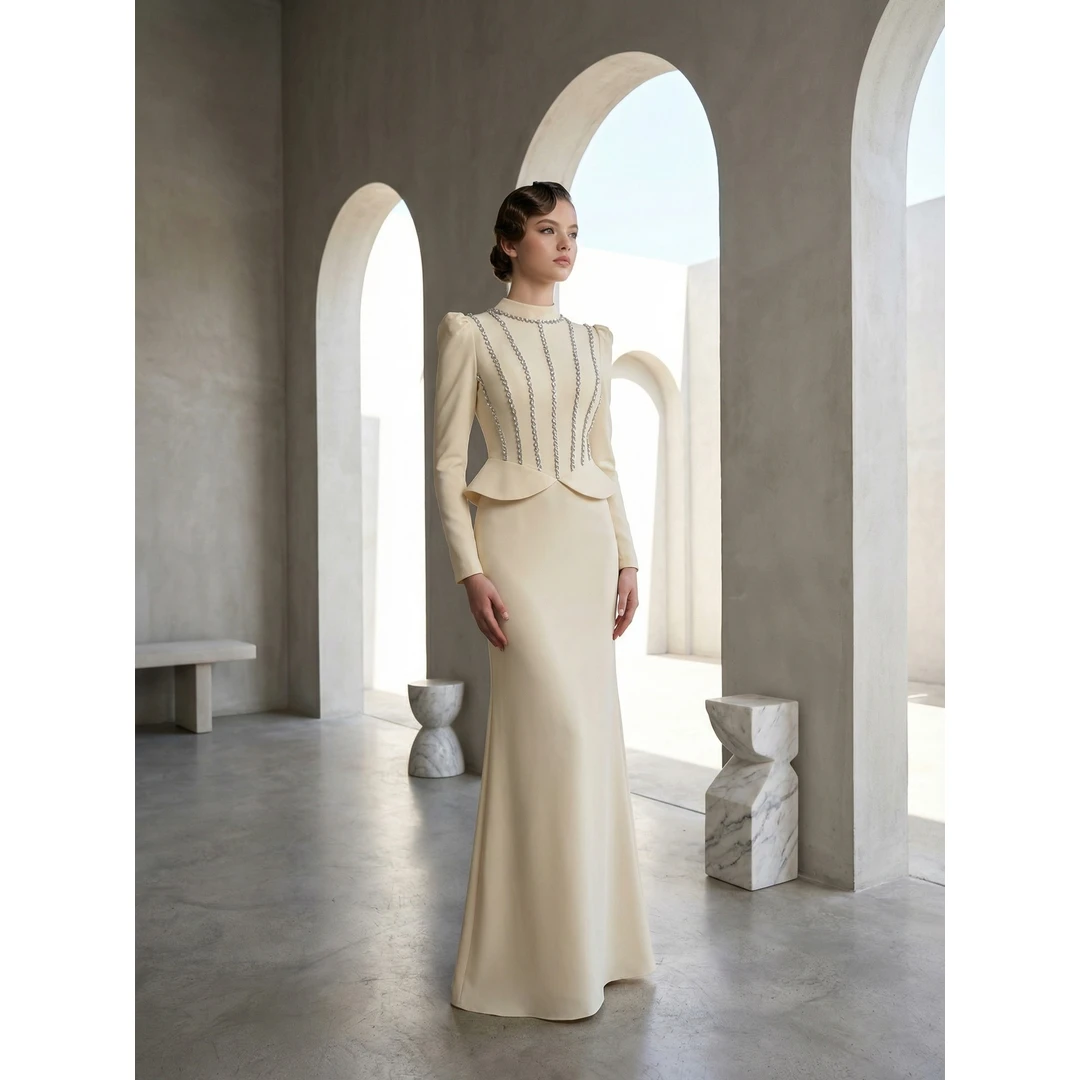 

Aura A Word Birthday Dress Luxury Women's Elegant Party Dress High Quality Evening Dresses for Special Occasions Round Neck Prom