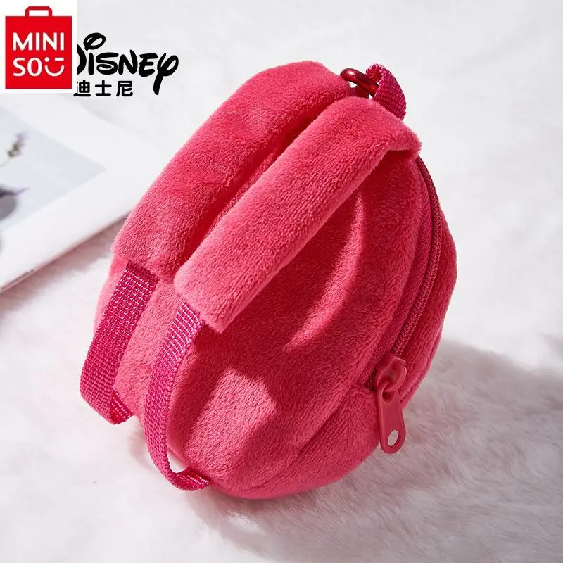 MINISO Disney colgante de muñeco de peluche de oso de fresa, llavero de dibujos animados lindo, colgante de billetera cero, regalo de cumpleaños para niños