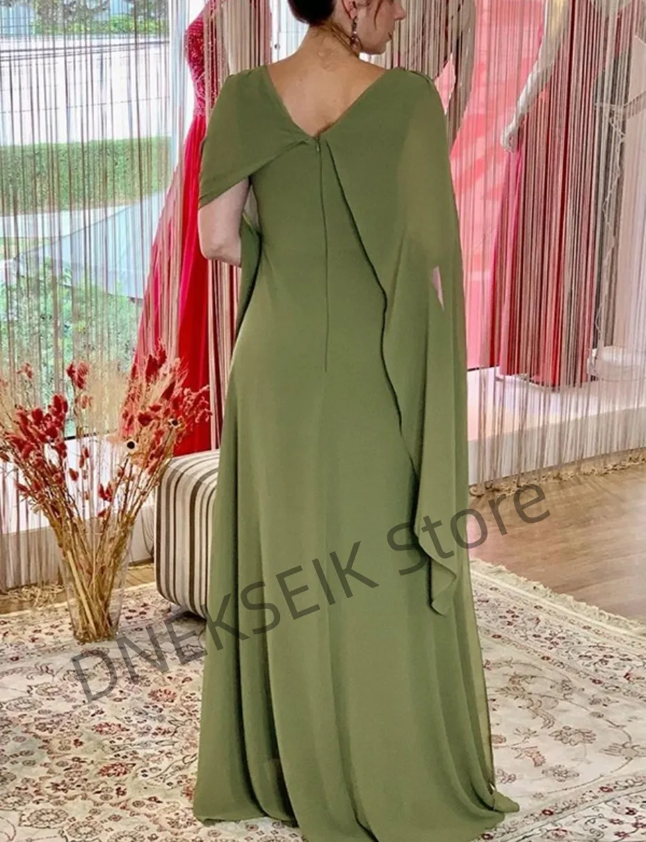 Elegant Olive Green Mother Of the Bride Dress For Women High-Neck Sleeveless With Capelet Floor Length/Suitable Request Dress