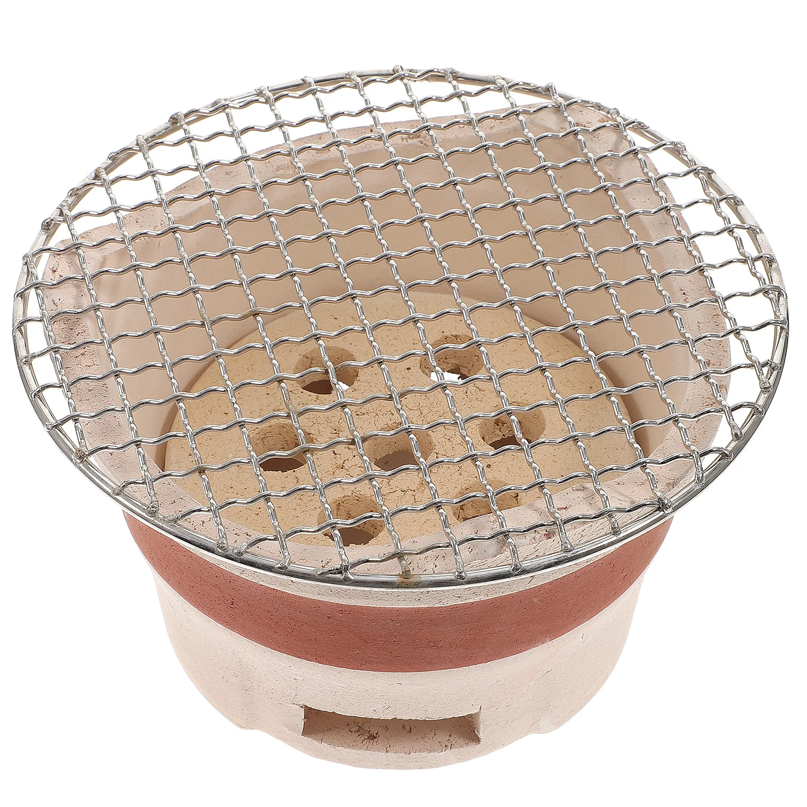 

1Set Mini Charcoal Bbq Stove Retro Pottery Barbecue Compact Stove Net Outdoor Grill Barbecue Tool Charcoal Grilling Tray