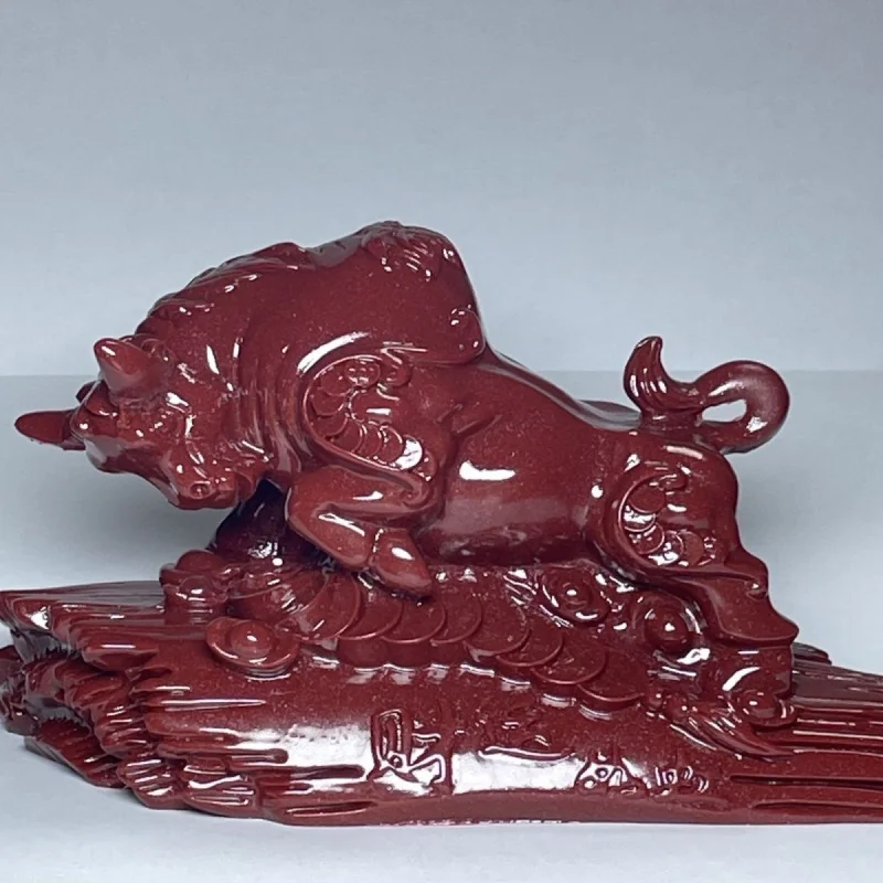 

Cinnabar Home Entrance Decoration Cute Wealth-Attracting Zodiac Ox Wealth Ox Car Interior Ornament Craft Decoration