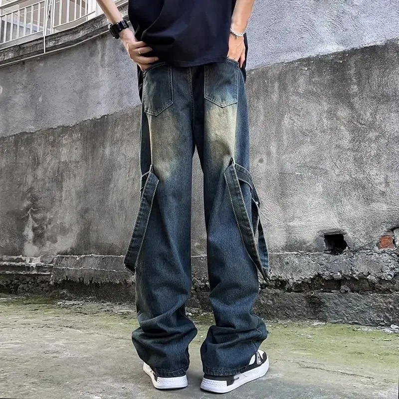 

Wide Leg Man Cowboy Pants Stacked New In Harajuku Denim Trousers Korean Fashion 2025 Autumn Trend 90s Streetwear Jeans for Men