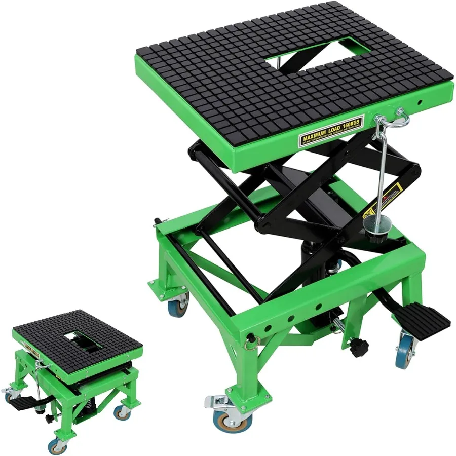 350 رطل دراجة نارية طاولة رفع مع 4 عجلات الهيدروليكية طاولة رفع عربة دراجة نارية مقص جاك الوقوف مع قفل دبوس J-الخطاف fo #1