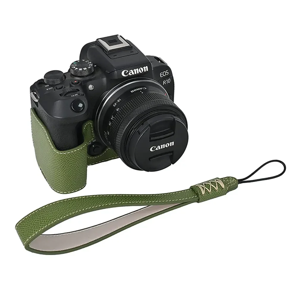 

Чехол для камеры из искусственной кожи с принтом ладони для Canon EOS R50 R10 R8, нижняя крышка с отверстием для аккумулятора и ремешком на руку