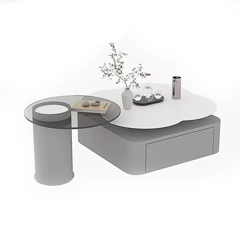 

Italian White Wooden Coffee Table Set Nordic Modern Simple Living Room Center Flower Top Coffee Table