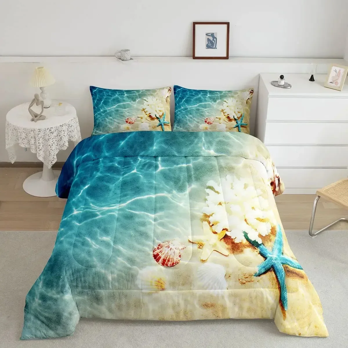 

Summer Beach Hawaiian Marine Life Sea Comfortable Duvet Quilt Cover Pillowcase Bedding Set Bedroom Decoration Home Textile