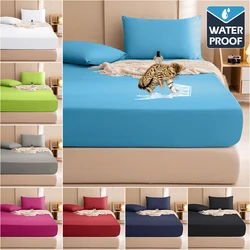 Safe Waterproof Mattress Cover Soft Comfortable Breathable Bed Cover With Elastic Band Fit Machine Washable Single Double Size
