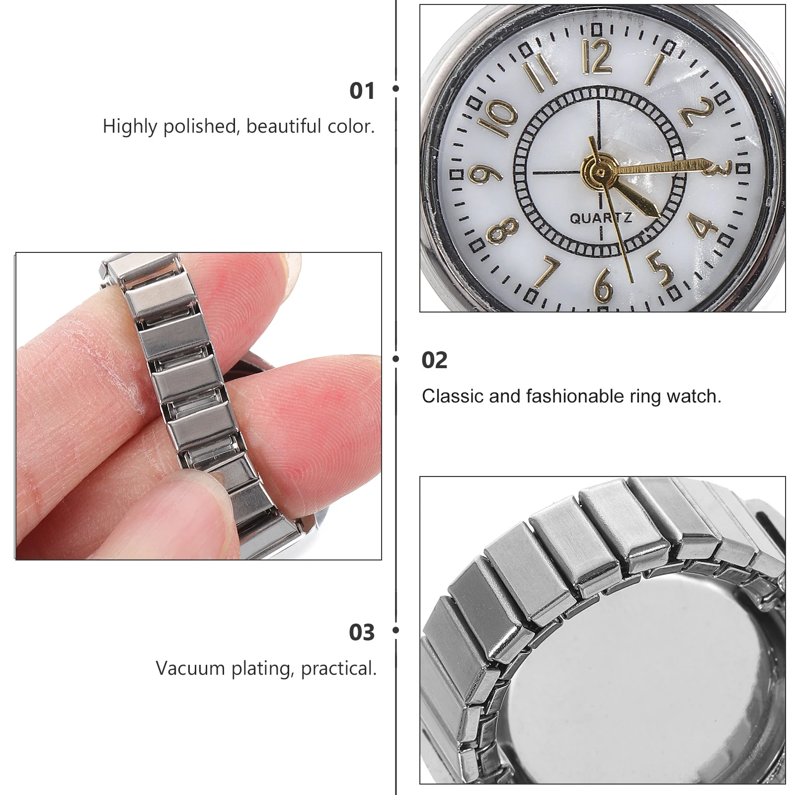 

1Pcs Digital Finger Watch Ring Silver Mini Quartz Watch for Women Men Stylish Timepiece Accessory Perfect Gift for Wedding Or