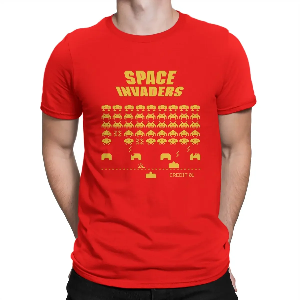 Space Invaders Short Sleeve Tee Shirt Birthday Gift Clothing Novelty Game T-Shirts for Men Crew Neck Pure Cotton T Shirts funny