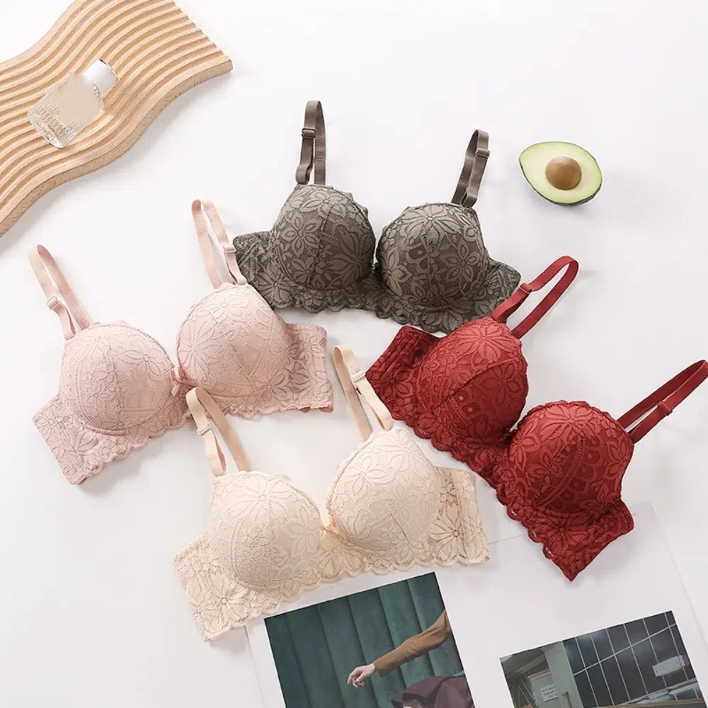 تجمع الثديين اللاسلكية العميق الخامس الصدرية إغلاق المناسب مكافحة ترهل الدانتيل زهرة حمالة الملابس الداخلية للصدمات سلس حمالات الصدر