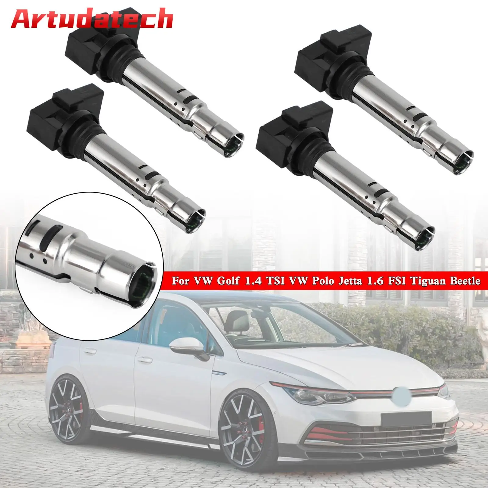 

Artudatech 4x Coil Packs Set 036905715F For VW Golf 1.4 TSI VW Polo Jetta 1.6 FSI Tiguan Car Accessories