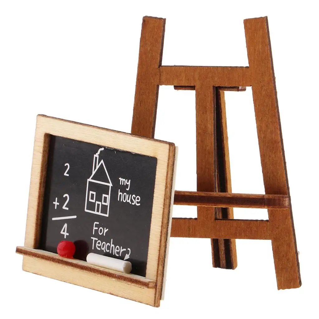 

Miniature Blackboard Chalkboard with Stand Wooden Classroom Furniture for 1 12 Scale Dollhouse School Supplies and Decor