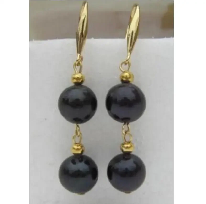 

Серьги-подвески с черным жемчугом AAA 8–9 мм, серебро 925 пробы