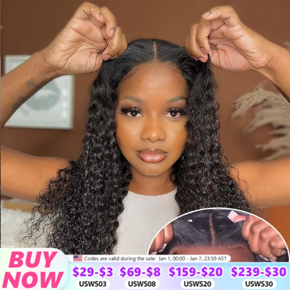 7X5 9x6 Water Wave Glueless Wig Ready to Wear PrePlucked 13X6 13x4 Deep Wave HD Lace Frontal Wig Curly Human Hair Wigs For Women