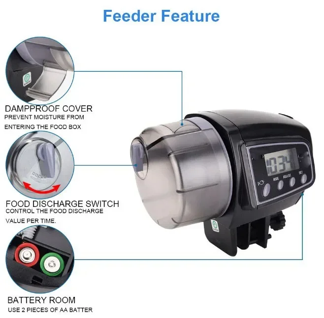 Mangeoire existent Intelligente pour Poissons, Tortues et Poissons Rouges, Distributeur de Nourriture Précieux pour Aquarium, Minuterie 4 Fois, Voyage